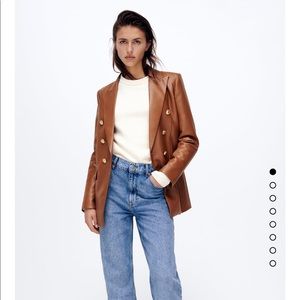 Faux leather blazer with buttons